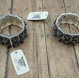 Set of 2 world market black spiked bracelet